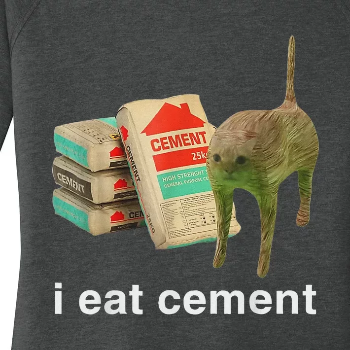 I Eat Cement Cursed Cat Funny Oddly Specific Dank Meme Women's Perfect Tri Tunic Long Sleeve Shirt