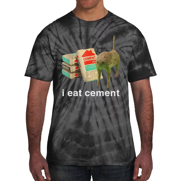 I Eat Cement Cursed Cat Funny Oddly Specific Dank Meme Tie-Dye T-Shirt