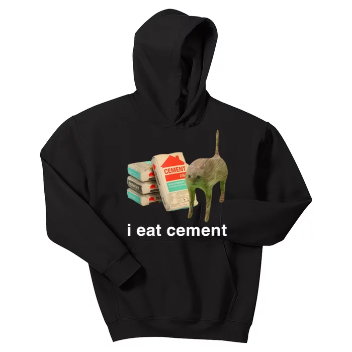 I Eat Cement Cursed Cat Kids Hoodie