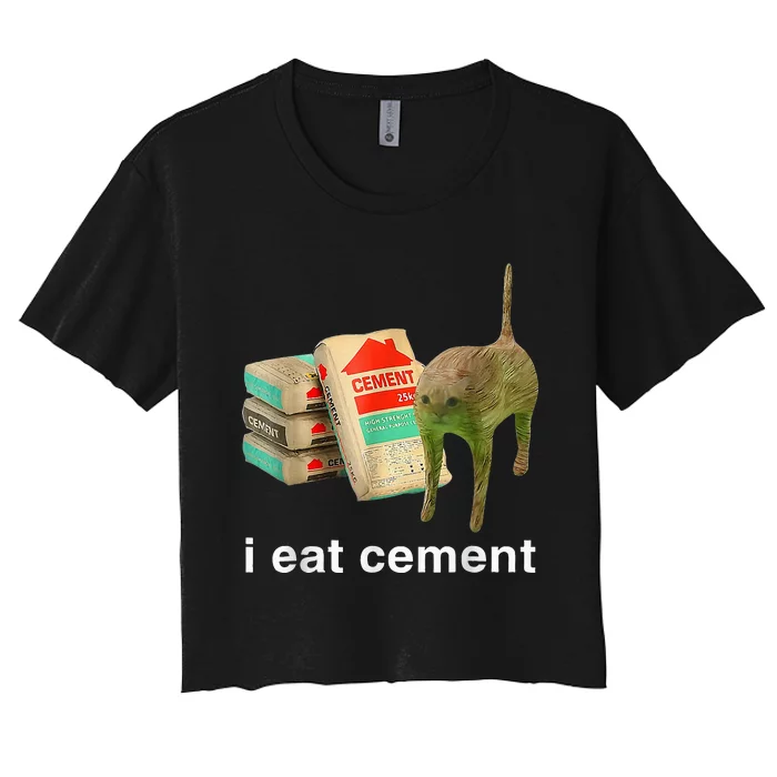 I Eat Cement Cursed Cat Specific Dank Women's Crop Top Tee