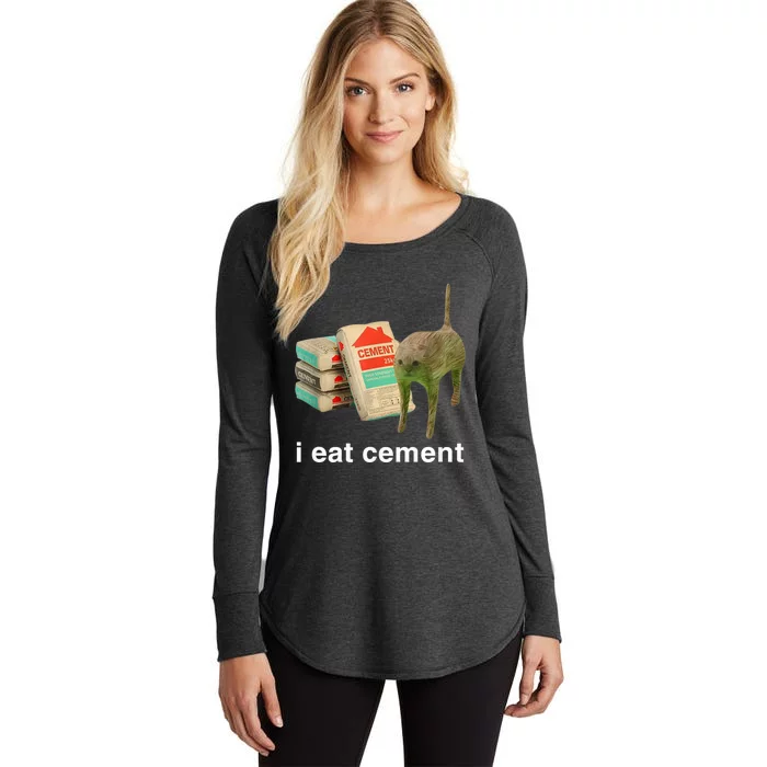 I Eat Cement Cursed Cat Funny Oddly Specific Meme Women's Perfect Tri Tunic Long Sleeve Shirt