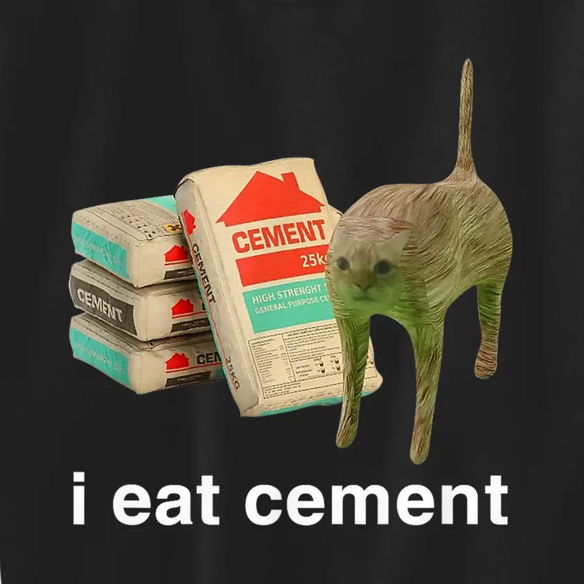 I Eat Cement Cursed Cat Funny Oddly Specific Meme Kids Sweatshirt