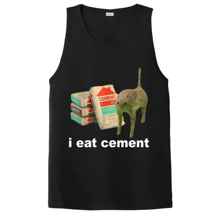 I Eat Cement Cursed Cat Funny Performance Tank