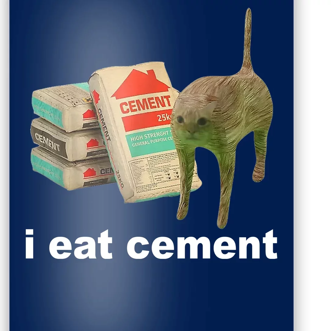 I Eat Cement Cursed Cat Funny Poster