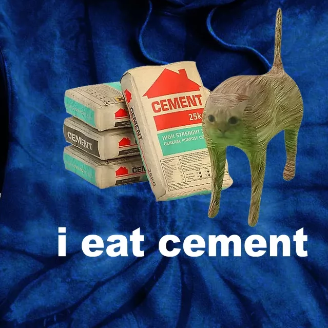 I Eat Cement Cursed Cat Funny Tie Dye Hoodie