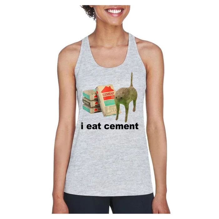 I Eat Cement Cursed Cat Funny Women's Racerback Tank