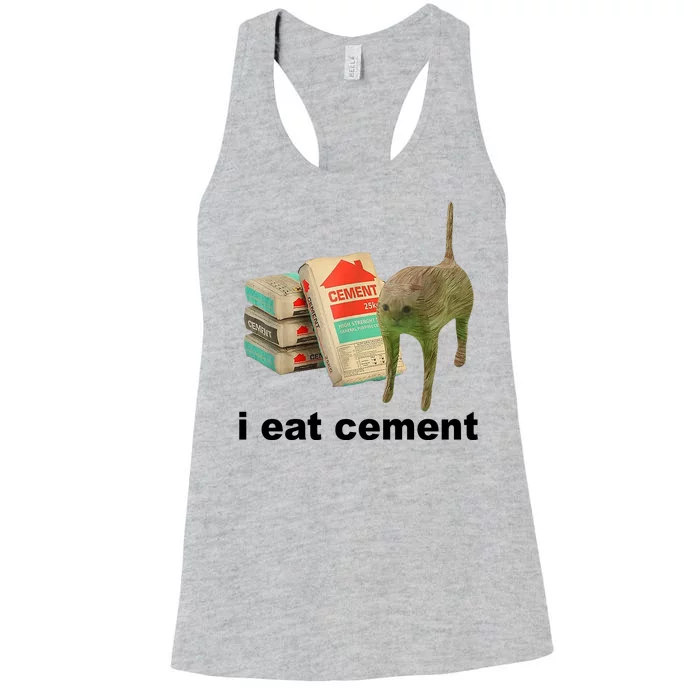 I Eat Cement Cursed Cat Funny Women's Racerback Tank