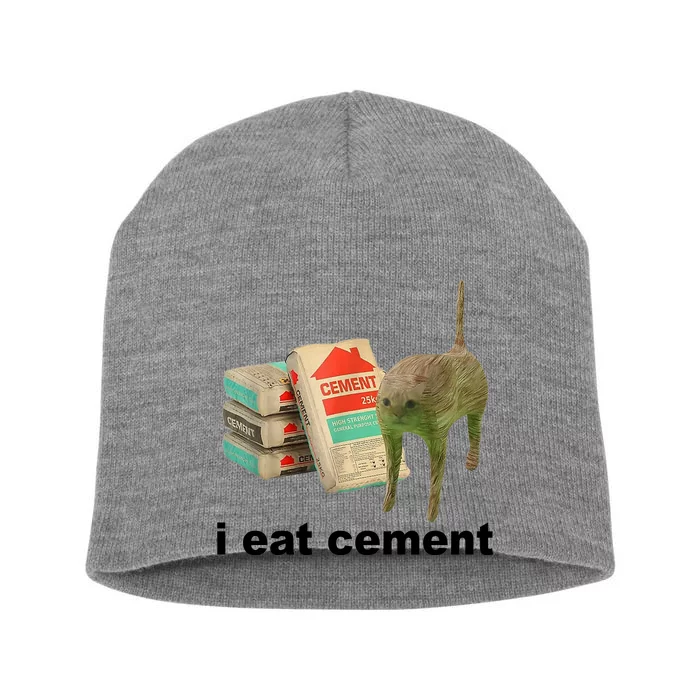 I Eat Cement Cursed Cat Funny Short Acrylic Beanie