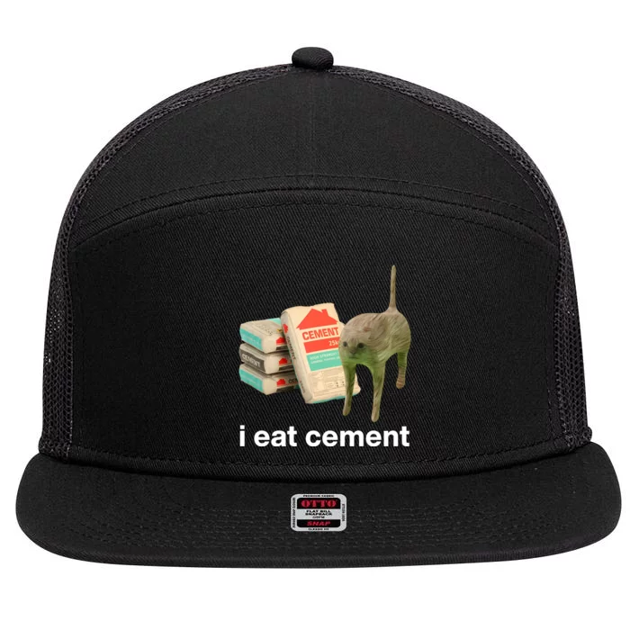 I Eat Cement Cursed Cat Funny 7 Panel Mesh Trucker Snapback Hat