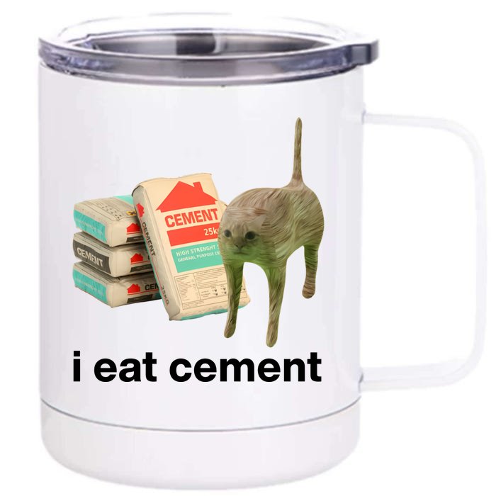 I Eat Cement Cursed Cat Funny Front & Back 12oz Stainless Steel Tumbler Cup