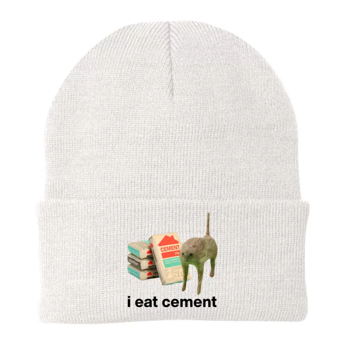 I Eat Cement Cursed Cat Funny Knit Cap Winter Beanie