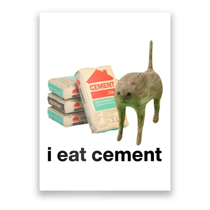 I Eat Cement Cursed Cat Funny Poster