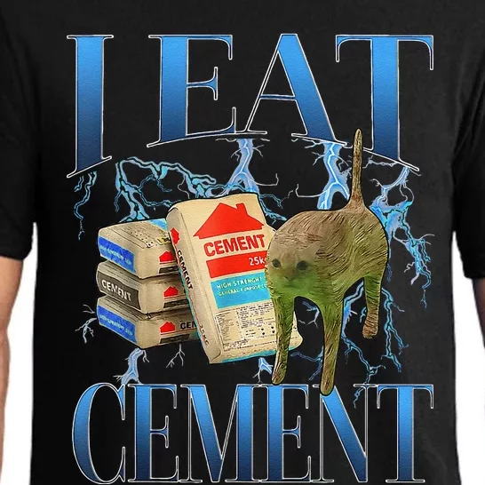 I Eat Cement Cursed Cat Funny Oddly Specific Meme Pajama Set