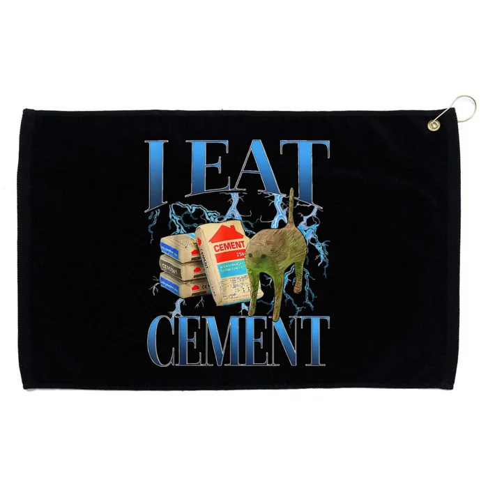 I Eat Cement Cursed Cat Funny Oddly Specific Meme Grommeted Golf Towel