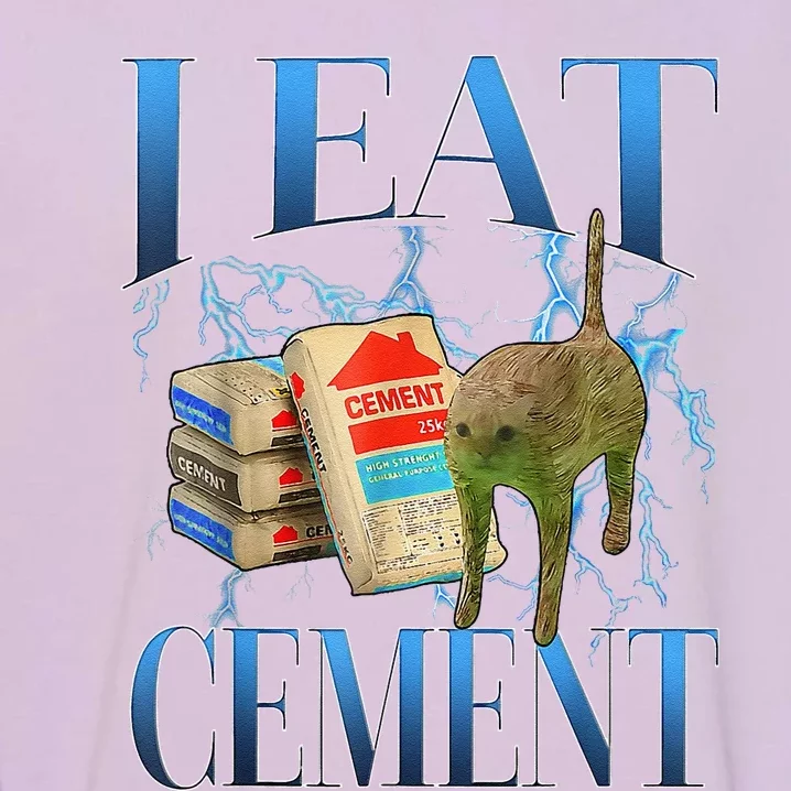 I Eat Cement Cursed Cat Funny Oddly Specific Meme Garment-Dyed Sweatshirt