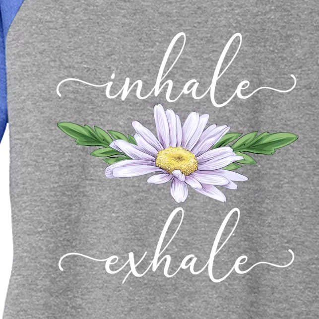 Inhale Exhale Daisy Flower Yoga Teacher Instructor Yogi Gift Women's Tri-Blend 3/4-Sleeve Raglan Shirt