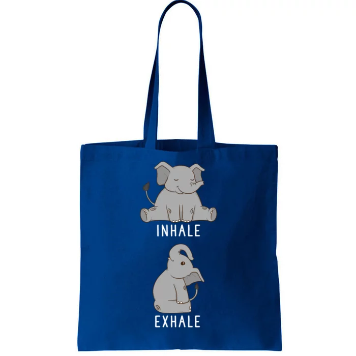 Inhale Exhale Elephant Funny Safari Animal Yoga Cute Gift Tote Bag