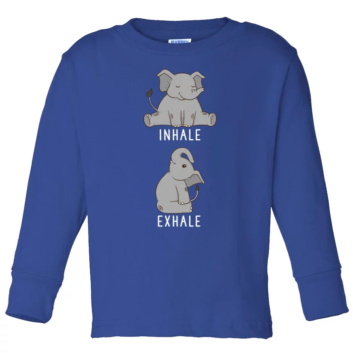 Inhale Exhale Elephant Funny Safari Animal Yoga Cute Gift Toddler Long Sleeve Shirt