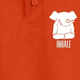 Inhale Exhale Elephant Funny Yoga Gift Dry Zone Grid Performance Polo