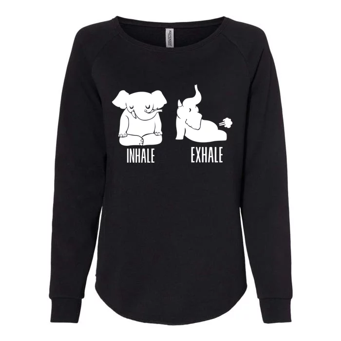 Inhale Exhale Elephant Funny Yoga Gift Womens California Wash Sweatshirt