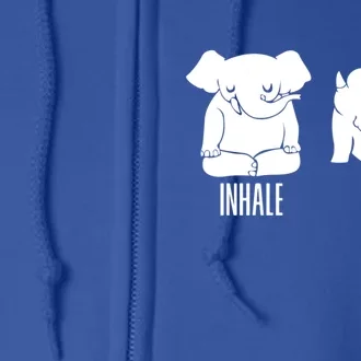 Inhale Exhale Elephant Funny Yoga Gift Full Zip Hoodie