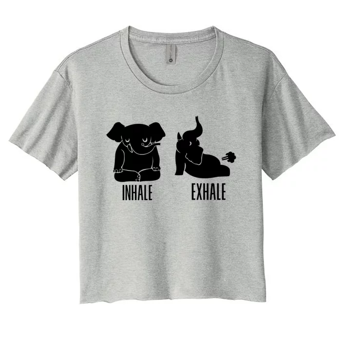 Inhale Exhale Elephant Funny Yoga Gift Women's Crop Top Tee