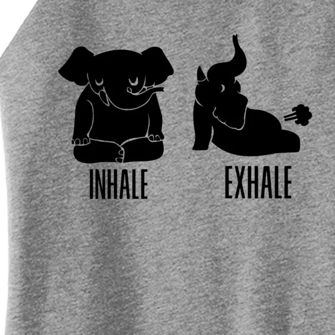 Inhale Exhale Elephant Funny Yoga Gift Women’s Perfect Tri Rocker Tank