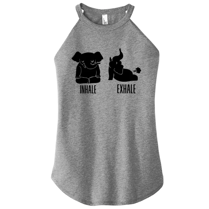 Inhale Exhale Elephant Funny Yoga Gift Women’s Perfect Tri Rocker Tank