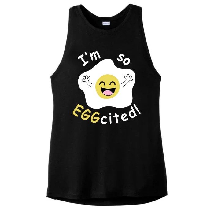 Im Eggcited Funny Humor Ladies Tri-Blend Wicking Tank