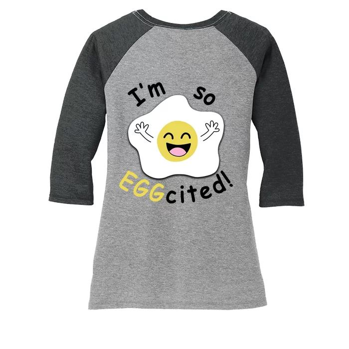 Im Eggcited Funny Humor Women's Tri-Blend 3/4-Sleeve Raglan Shirt