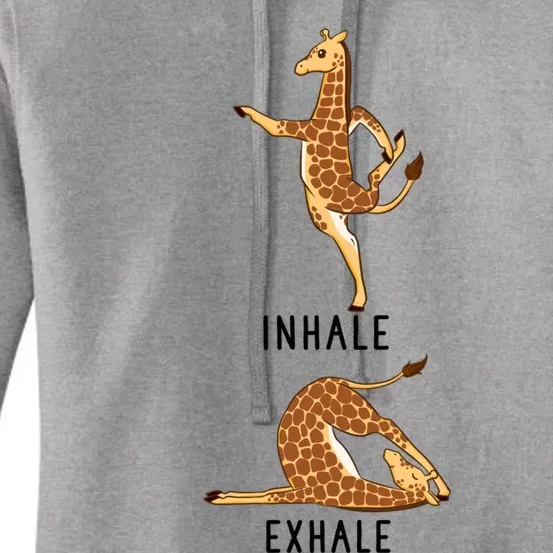 Inhale Exhale Giraffe Funny Safari Animal Yoga Cute Gift Women's Pullover Hoodie