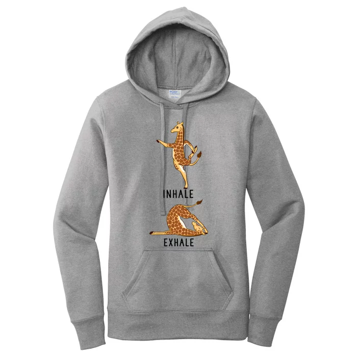 Inhale Exhale Giraffe Funny Safari Animal Yoga Cute Gift Women's Pullover Hoodie