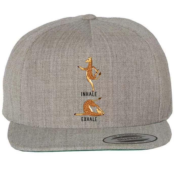 Inhale Exhale Giraffe Funny Safari Animal Yoga Cute Gift Wool Snapback Cap