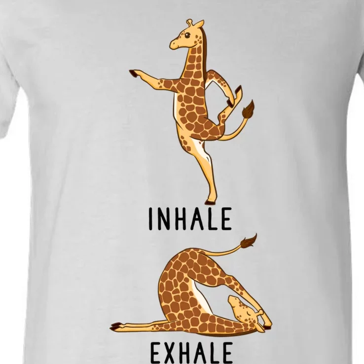 Inhale Exhale Giraffe Funny Safari Animal Yoga Cute Gift V-Neck T-Shirt