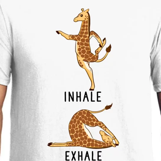 Inhale Exhale Giraffe Funny Safari Animal Yoga Cute Gift Pajama Set