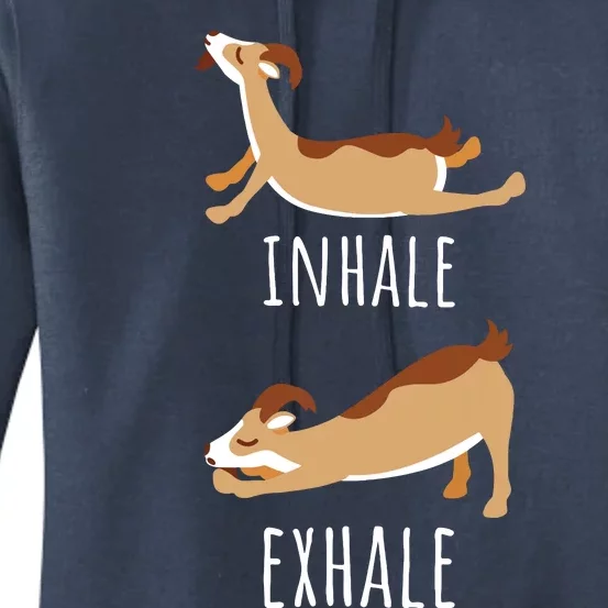 Inhale Exhale Goat Yoga Meditation Workout Exercise Mom Women's Pullover Hoodie