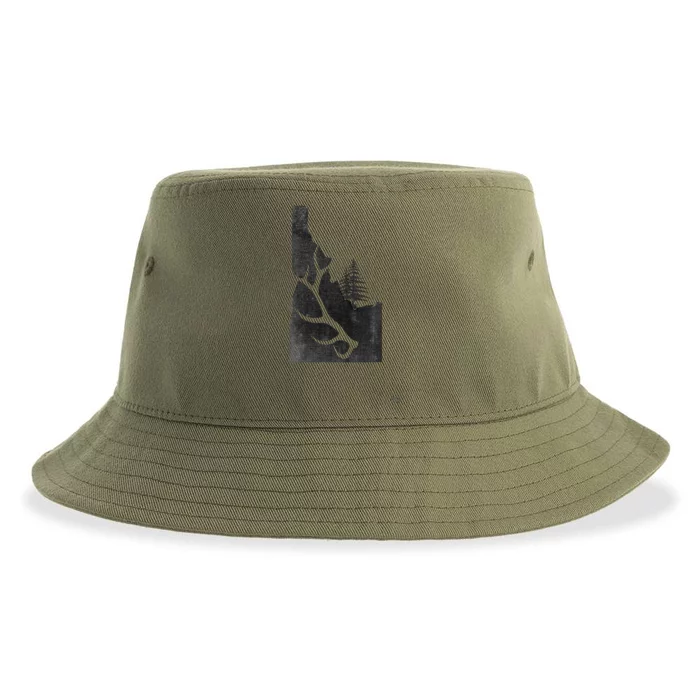 Idaho Elk Hunter With Antler Shed Sustainable Bucket Hat