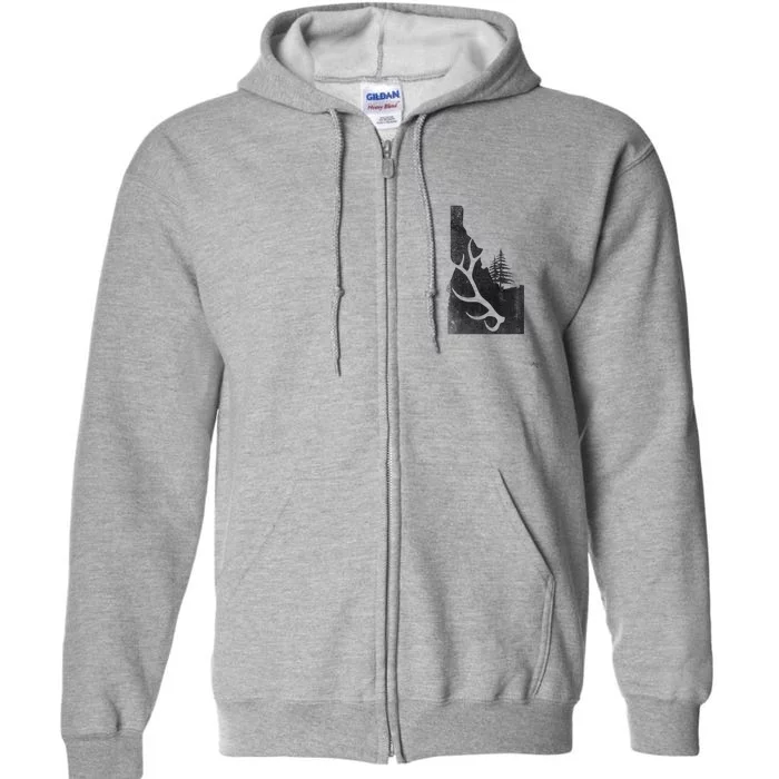 Idaho Elk Hunter With Antler Shed Full Zip Hoodie