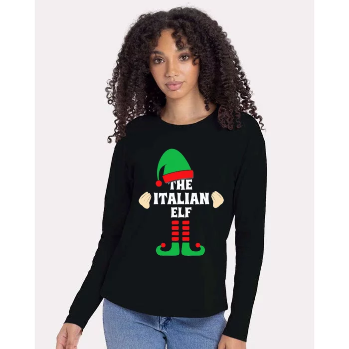 Italian Elf Hand Gesture Christmas Matching Pajamas Womens Cotton Relaxed Long Sleeve T-Shirt