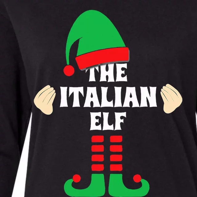 Italian Elf Hand Gesture Christmas Matching Pajamas Womens Cotton Relaxed Long Sleeve T-Shirt