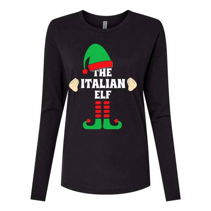 Italian Elf Hand Gesture Christmas Matching Pajamas Womens Cotton Relaxed Long Sleeve T-Shirt