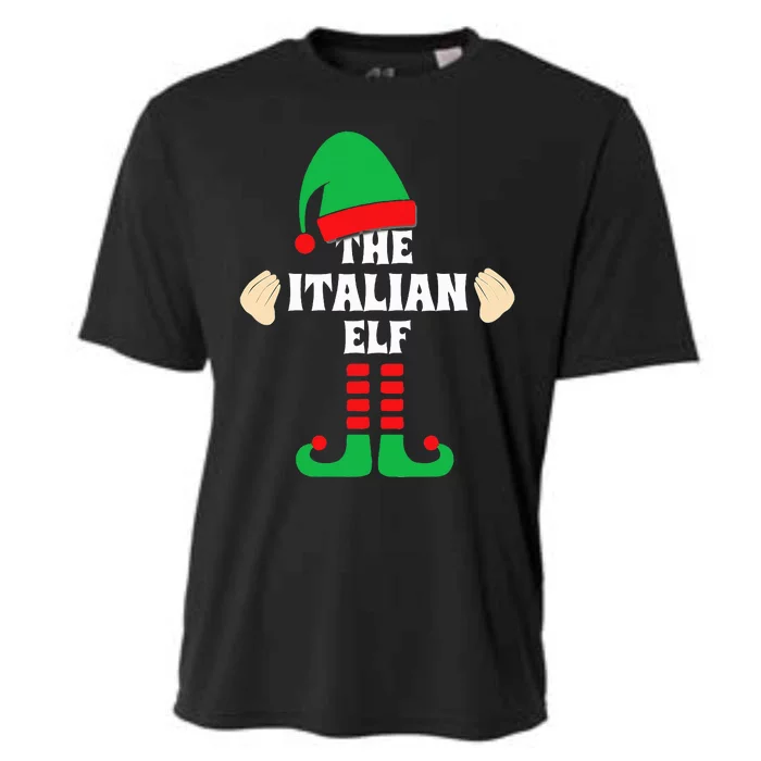 Italian Elf Hand Gesture Christmas Matching Pajamas Cooling Performance Crew T-Shirt