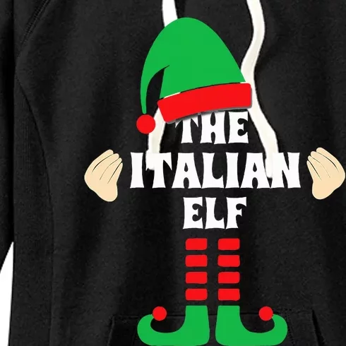 Italian Elf Hand Gesture Christmas Matching Pajamas Women's Fleece Hoodie