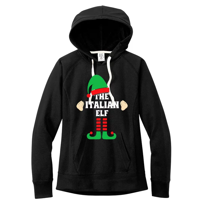 Italian Elf Hand Gesture Christmas Matching Pajamas Women's Fleece Hoodie