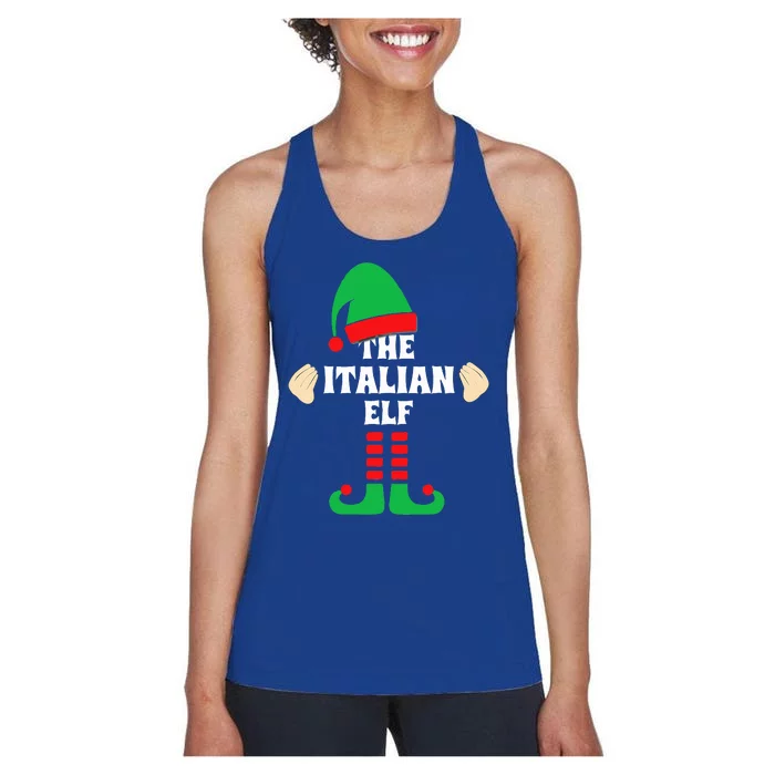 Italian Elf Hand Gesture Christmas Matching Pajamas Women's Racerback Tank