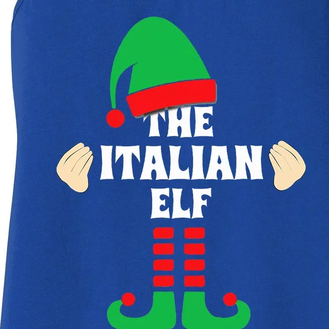 Italian Elf Hand Gesture Christmas Matching Pajamas Women's Racerback Tank