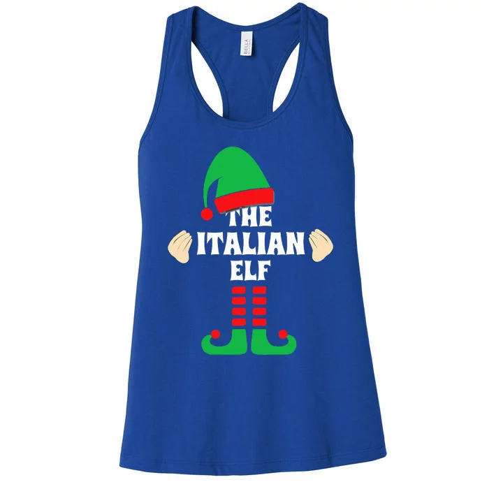 Italian Elf Hand Gesture Christmas Matching Pajamas Women's Racerback Tank