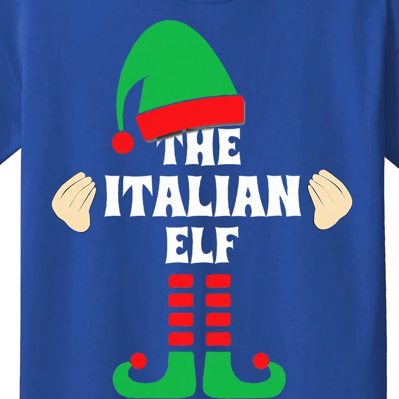 Italian Elf Hand Gesture Christmas Matching Pajamas Kids T-Shirt