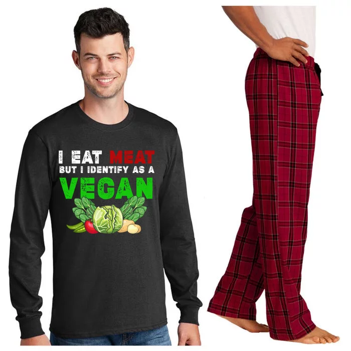 I Eat Meat But I Identify As A Vegan I Eat Meat Cute Gift Long Sleeve Pajama Set