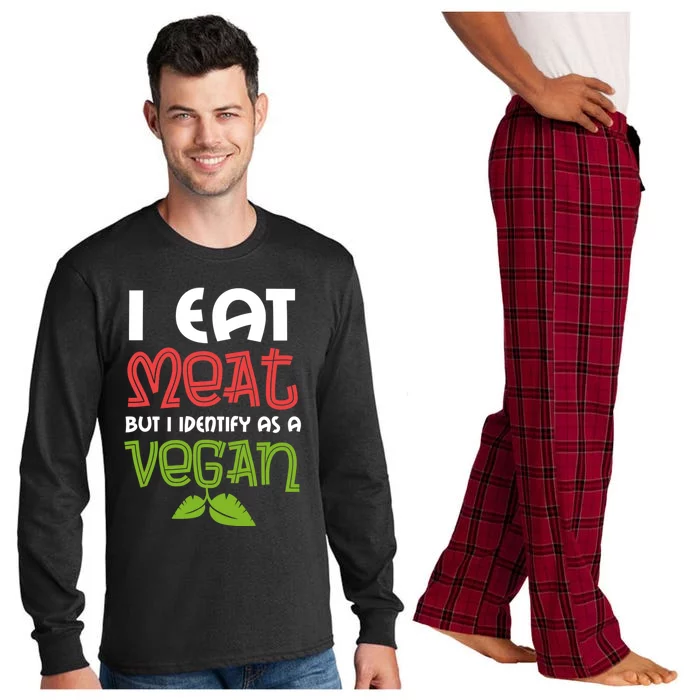 I Eat Meat But I Identify As A Vegan Saying For The Barbecue Meaningful Gift Long Sleeve Pajama Set